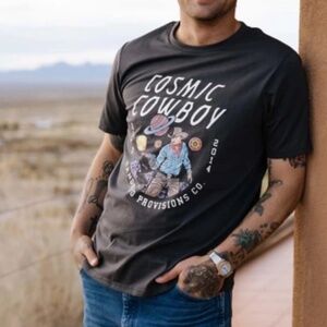 Sendero Provisions Co. Men's Dark Charcoal Grey Cosmic Cowboy Logo Graphic Short